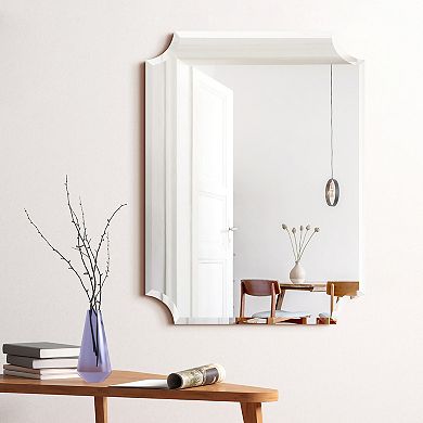 Frameless Rectangle Scalloped Beveled Mirror