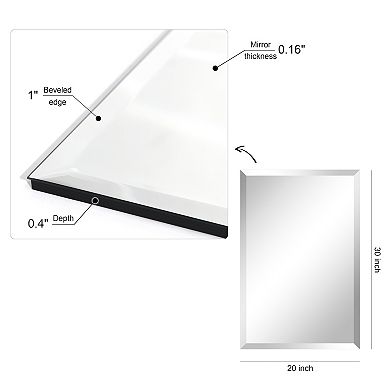 Frameless Beveled Prism Rectangular Wall Mirror