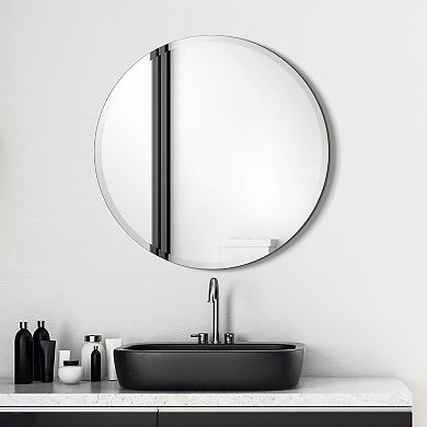 Frameless beveled Round Wall Mirror