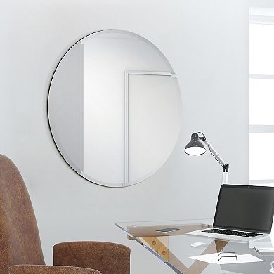 Frameless beveled Round Wall Mirror