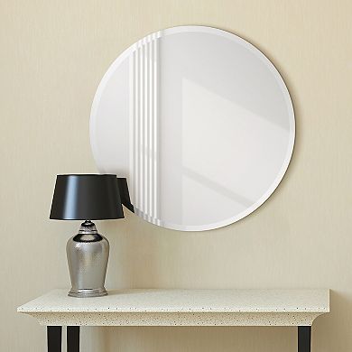 Frameless beveled Round Wall Mirror