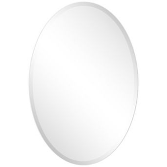 Frameless Beveled Oval Wall Mirror