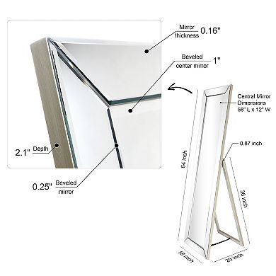 Modern Beveled Rectangle Cheval Mirror