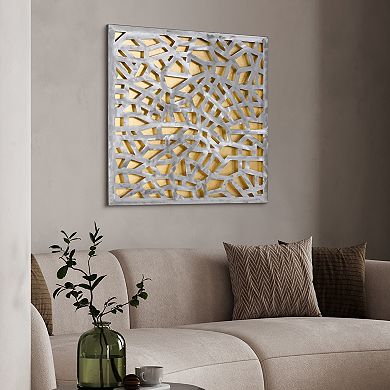 Gold Enigma Polished Steel Gold Leaf 3D Abstract Metal Wall Art