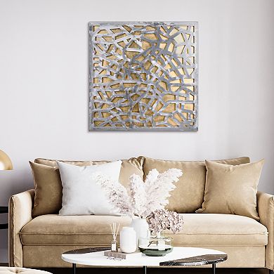 Gold Enigma Polished Steel Gold Leaf 3D Abstract Metal Wall Art