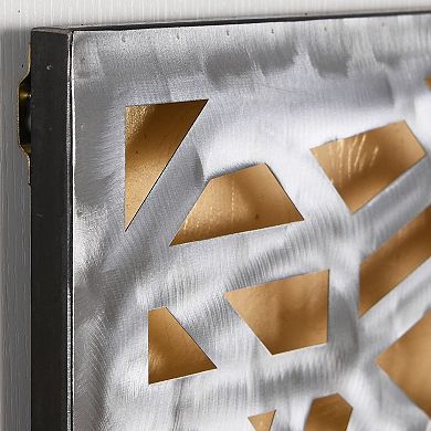 Gold Enigma Polished Steel Gold Leaf 3D Abstract Metal Wall Art