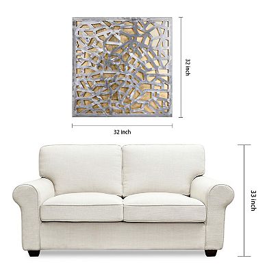 Gold Enigma Polished Steel Gold Leaf 3D Abstract Metal Wall Art