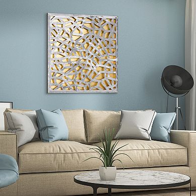 Gold Enigma Polished Steel Gold Leaf 3D Abstract Metal Wall Art