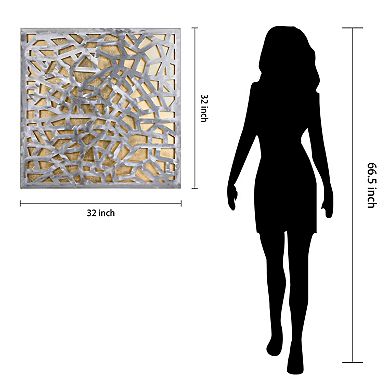 Gold Enigma Polished Steel Gold Leaf 3D Abstract Metal Wall Art