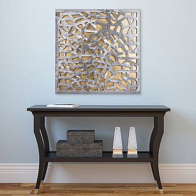 Gold Enigma Polished Steel Gold Leaf 3D Abstract Metal Wall Art