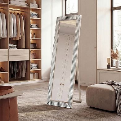 Bling Beveled Glass Rectangle Cheval Mirror