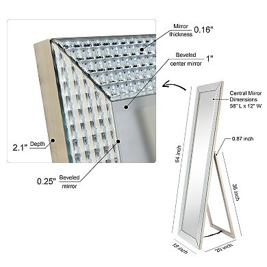 Bling Beveled Glass Rectangle Cheval Mirror