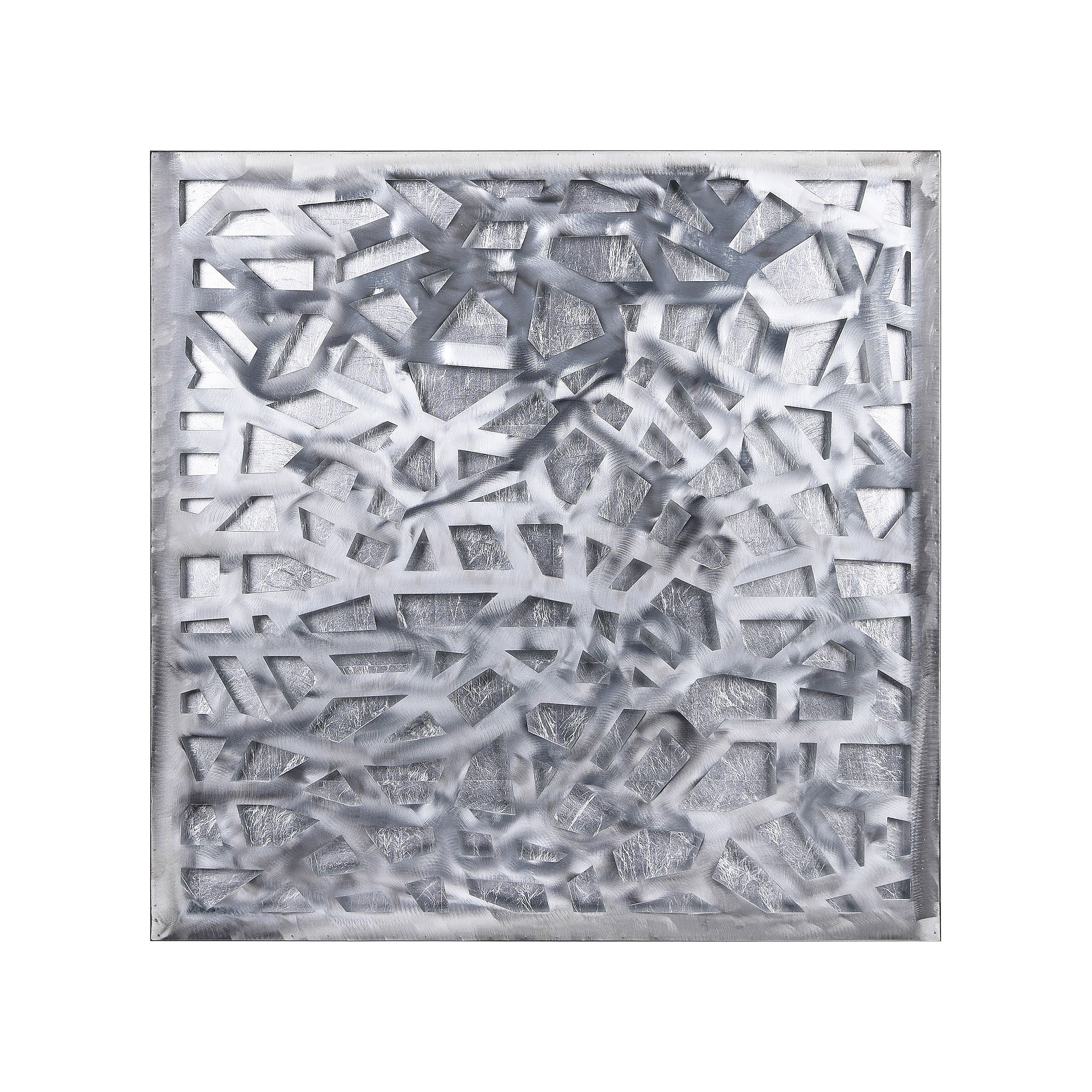 Silver Enigma Polished Steel Silver Leaf 3D Abstract Metal Wall Art