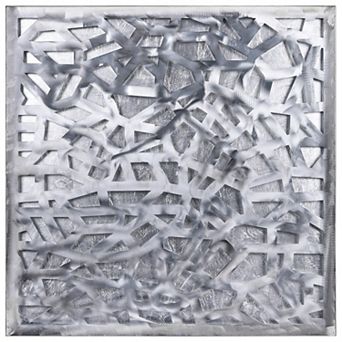 Silver Enigma Polished Steel Silver Leaf 3D Abstract Metal Wall Art