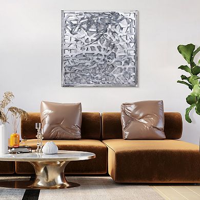 Silver Enigma Polished Steel Silver Leaf 3D Abstract Metal Wall Art