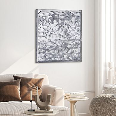 Silver Enigma Polished Steel Silver Leaf 3D Abstract Metal Wall Art