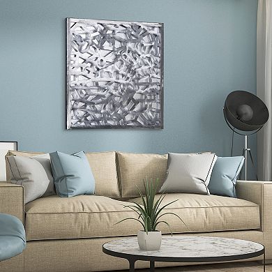 Silver Enigma Polished Steel Silver Leaf 3D Abstract Metal Wall Art