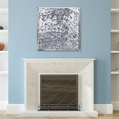 Silver Enigma Polished Steel Silver Leaf 3D Abstract Metal Wall Art