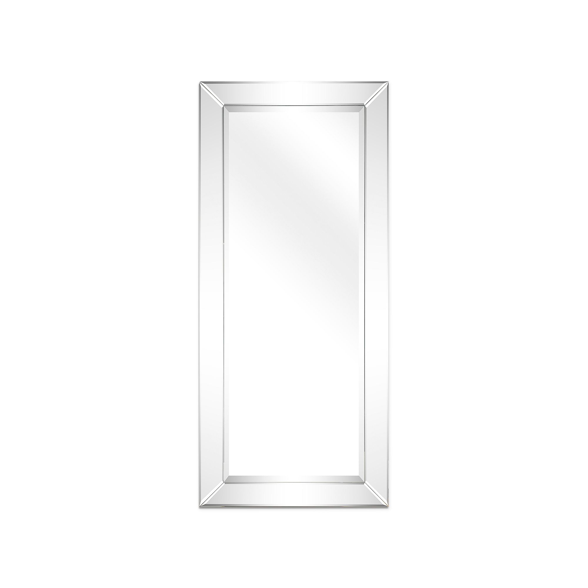 Modern Beveled Rectangle Horizontal or Vertical Wall Mirror, None