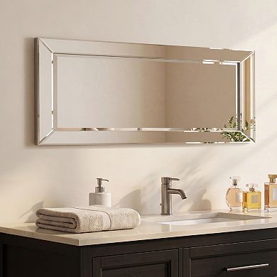 Modern Beveled Rectangle Horizontal or Vertical Wall Mirror