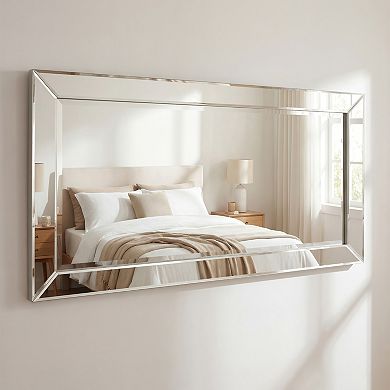 Modern Beveled Rectangle Horizontal or Vertical Wall Mirror
