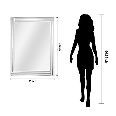 Modern Stepped Beveled 40" x 30" Rectangle Wall Mirror