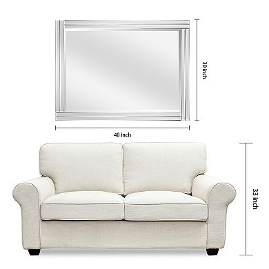 Modern Stepped Beveled 40" x 30" Rectangle Wall Mirror
