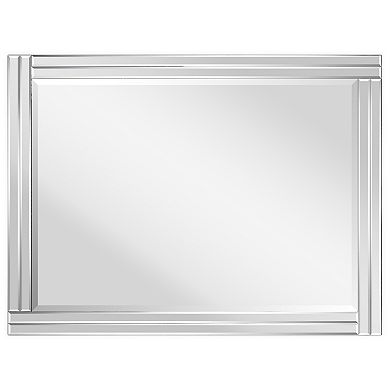 Modern Stepped Beveled 40" x 30" Rectangle Wall Mirror