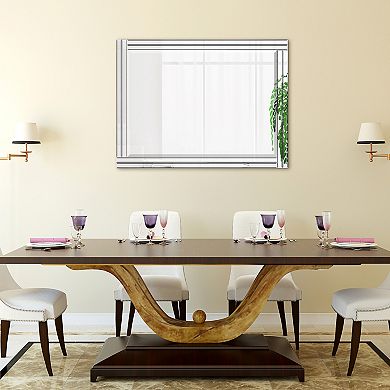 Modern Stepped Beveled 40" x 30" Rectangle Wall Mirror