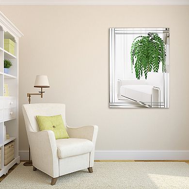 Modern Stepped Beveled 40" x 30" Rectangle Wall Mirror