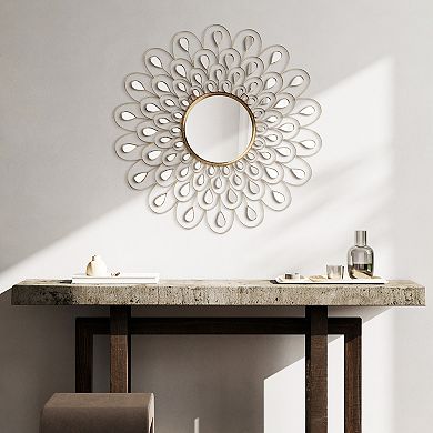 Flower Burst Bling Round Wall Mirror