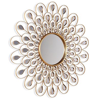 Flower Burst Bling Round Wall Mirror