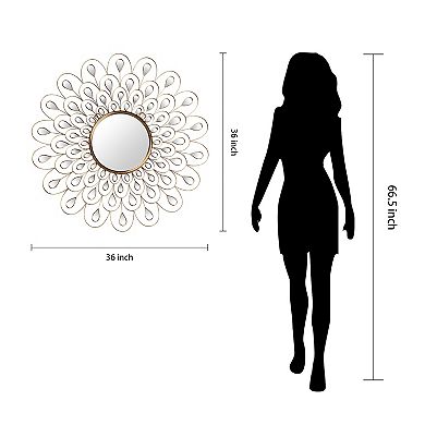 Flower Burst Bling Round Wall Mirror