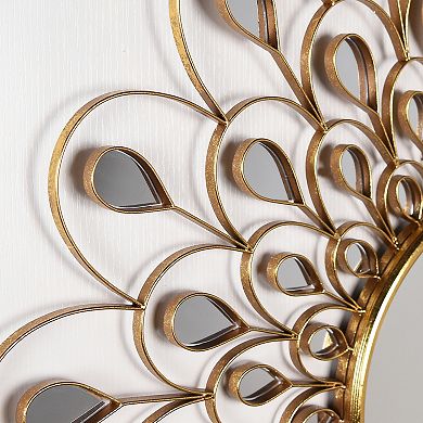 Flower Burst Bling Round Wall Mirror