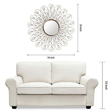 Flower Burst Bling Round Wall Mirror