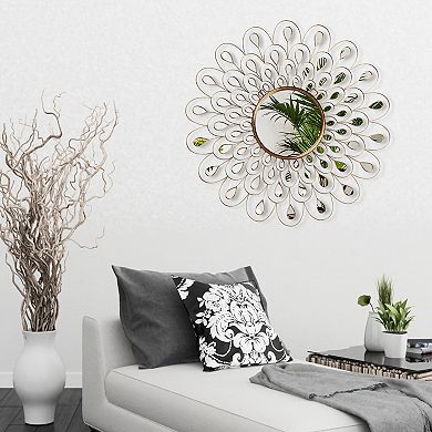 Flower Burst Bling Round Wall Mirror