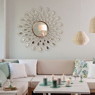 Flower Burst Bling Round Wall Mirror