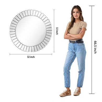 Modern Beveled Round Wall Mirror