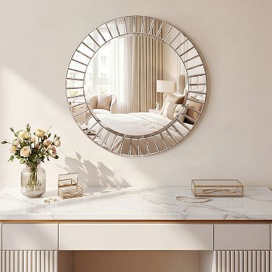 Modern Beveled Round Wall Mirror