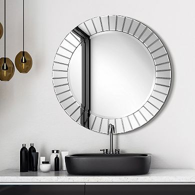 Modern Beveled Round Wall Mirror