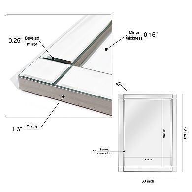 Solid Wood Beveled Clear Mirror