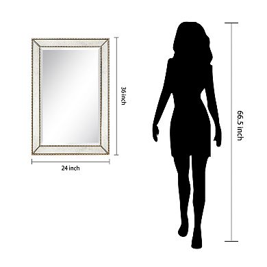 Champagne Bead Beveled Rectangle Wall Mirror