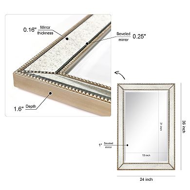 Champagne Bead Beveled Rectangle Wall Mirror