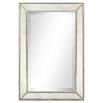 Champagne Bead Beveled Rectangle Wall Mirror