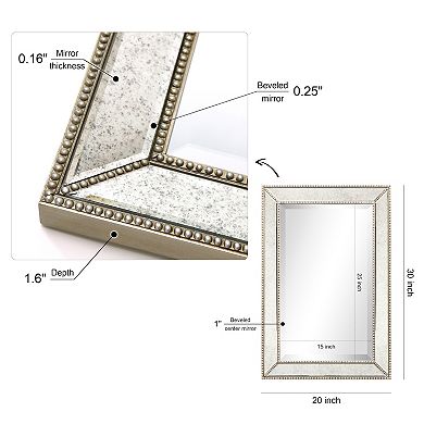 Champagne Bead Beveled Rectangle Wall Mirror