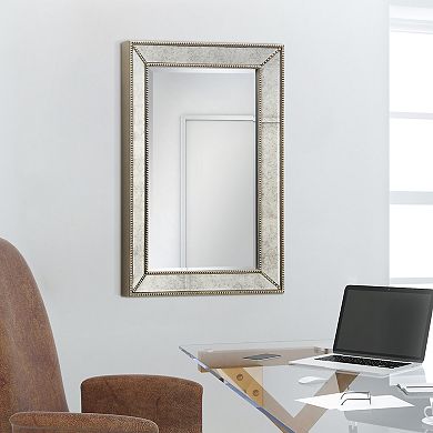 Champagne Bead Beveled Rectangle Wall Mirror