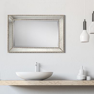 Champagne Bead Beveled Rectangle Wall Mirror