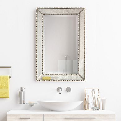 Champagne Bead Beveled Rectangle Wall Mirror