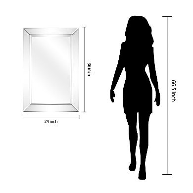 Modern Beveled Rectangle 36" x 24" Horizontal & Vertical Wall Mirror
