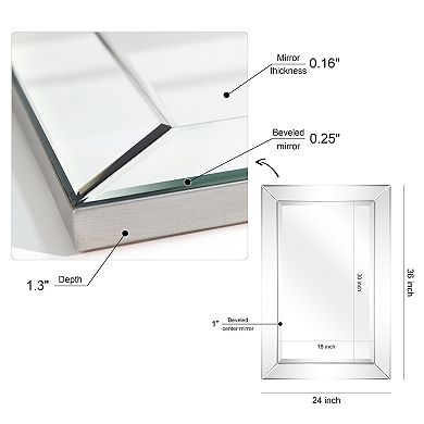 Modern Beveled Rectangle 36" x 24" Horizontal & Vertical Wall Mirror